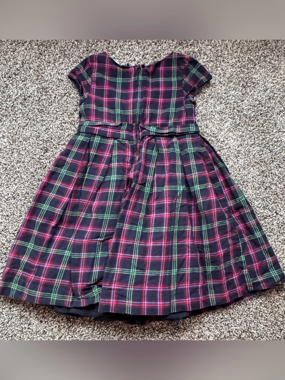 GAP Navy Plaid Dress with Pink and Green Accents